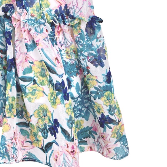 NEW Taylor Floral Print Chiffon Dress Smocked Waist V-Neck A-Line Tiered 20W NWT - Picture 10 of 16